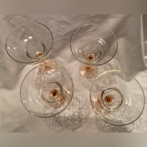 Set of 4 Pink Stemmed Bottom Margarita Glasses. Gorgeous - Picture 10 of 10